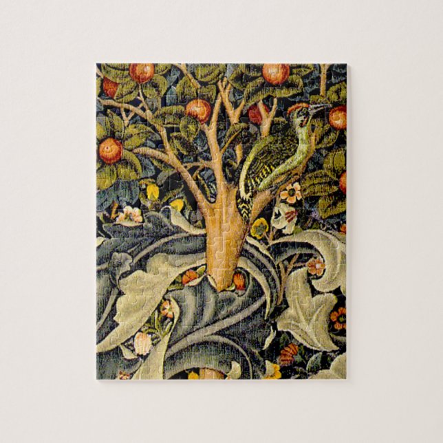 William Morris Woodpecker Tapestry Arts & Crafts Pussel (Vertikal)