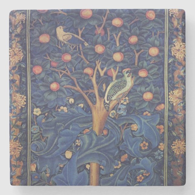 William Morris Woodpecker Tapestry Arts & Crafts Stenunderlägg (Framsidan)