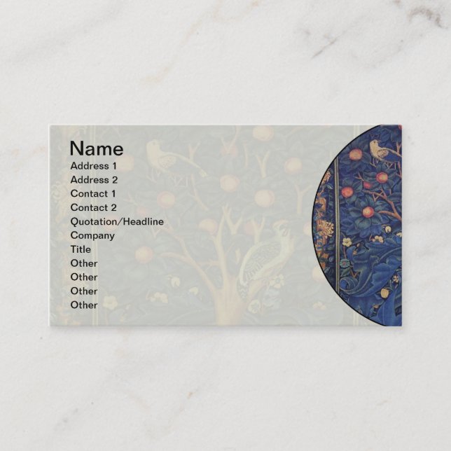 William Morris Woodpecker Tapestry Arts & Crafts Visitkort (Framsida)