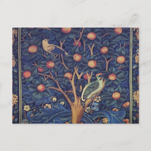 William Morris Woodpecker Tapestry Arts & Crafts Vykort (Framsida)
