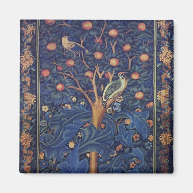 William Morris Woodpecker Tapestry Birds Blommigt Magnet (Framsidan)