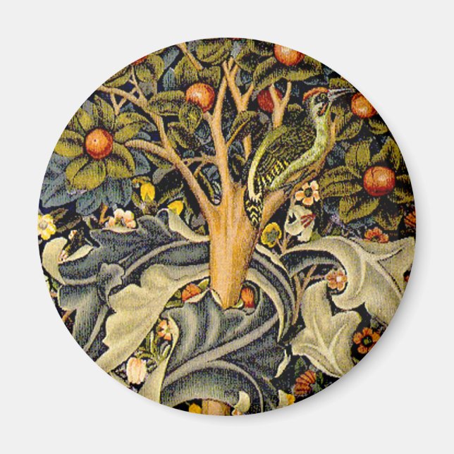 William Morris Woodpecker Tapestry Birds Blommigt Magnet (Framsidan)