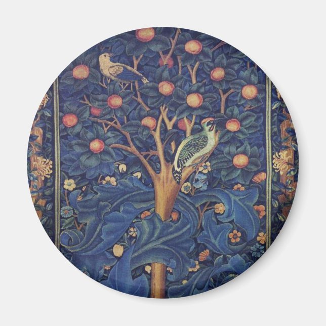William Morris Woodpecker Tapestry Birds Blommigt Magnet (Framsidan)