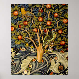 William Morris Woodpecker Tapestry Birds Blommigt Poster