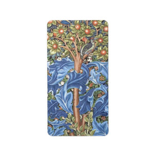 William Morris Woodpecker Tapestry Blommigt Vintag Adressetikett