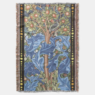 William Morris Woodpecker Tapestry Blommigt Vintag Filt