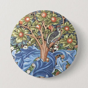 William Morris Woodpecker Tapestry Blommigt Vintag Knapp