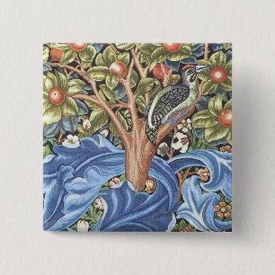 William Morris Woodpecker Tapestry Blommigt Vintag Knapp