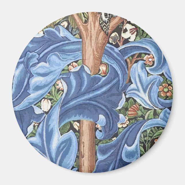 William Morris Woodpecker Tapestry Blommigt Vintag Magnet (Framsidan)