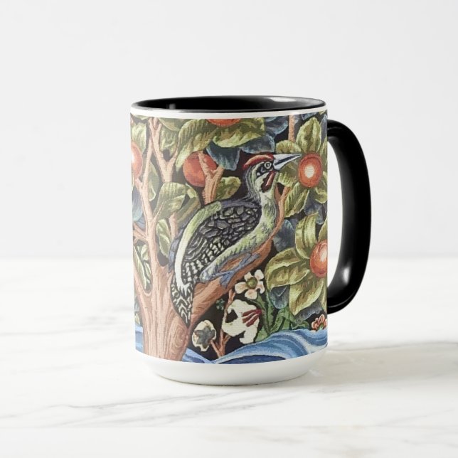 William Morris Woodpecker Tapestry Blommigt Vintag Mugg (Framsida höger)