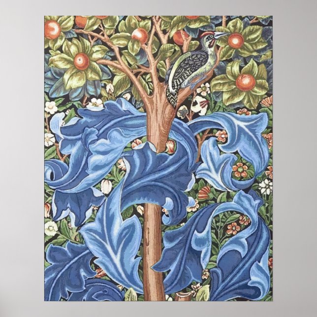 William Morris Woodpecker Tapestry Blommigt Vintag Poster (Framsidan)