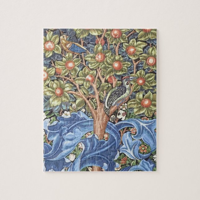 William Morris Woodpecker Tapestry Blommigt Vintag Pussel (Vertikal)