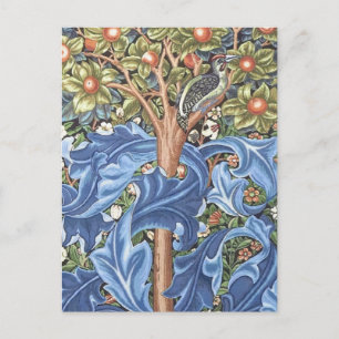 William Morris Woodpecker Tapestry Blommigt Vintag Vykort