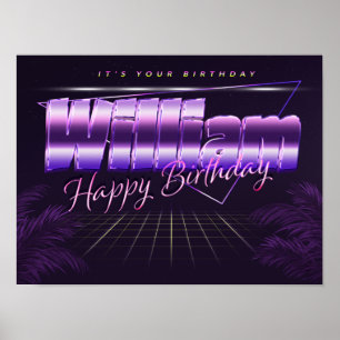 William Namn Vorname lila retro Poster Geburtstag