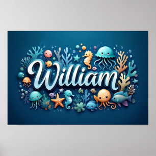 William Ocean Nursery Underwater Animals Poster