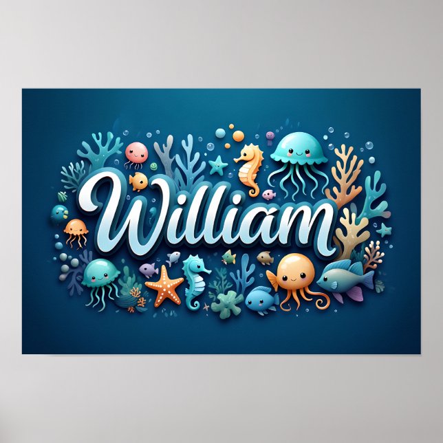 William Ocean Nursery Underwater Animals Poster (Framsidan)