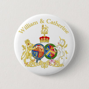 William och Catherine vapensköld Knapp
