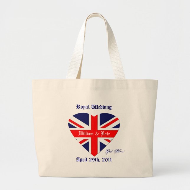William och Kate/Bröllop-Union jackhjärta Jumbo Tygkasse (Framsidan)