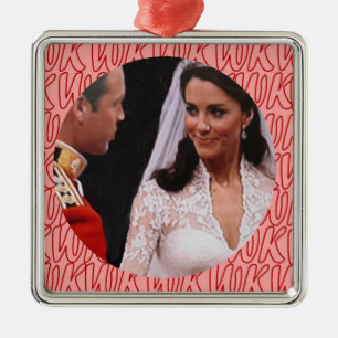 William och Kate kunglig bröllopprydnad Julgransprydnad Metall