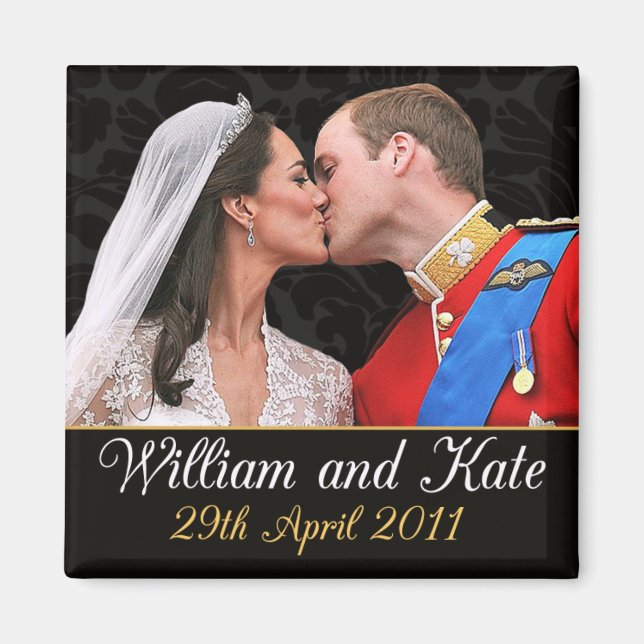 William och Kate Royalet Bröllop Kiss Magnet (Framsidan)