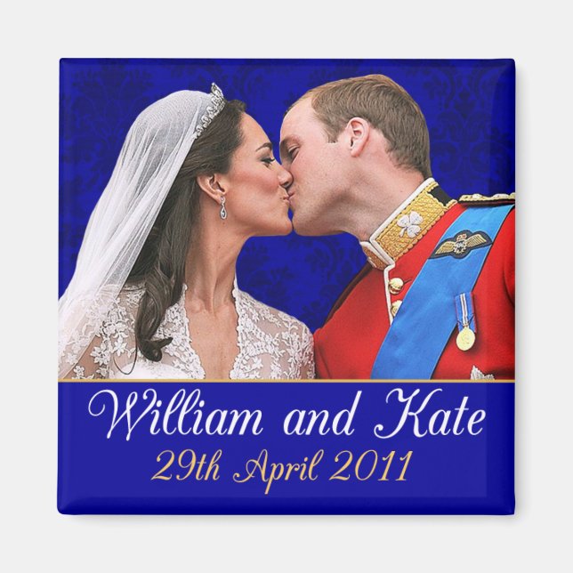 William och Kate Royalet Bröllop Kiss Magnet (Framsidan)