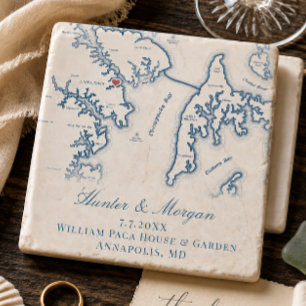 William Paca House Bröllop Annapolis MD Karta Stenunderlägg
