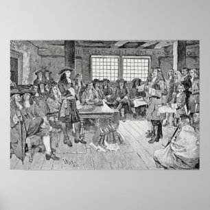 William Penn i konferens med nybyggarna Poster