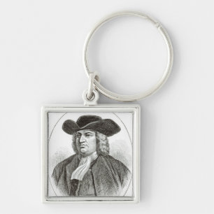 William Penn som inristas av Josiah trä Whymper Fyrkantig Silverfärgad Nyckelring