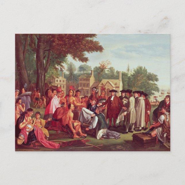William Penns fördrag med indierna 1683 Vykort (Framsida)