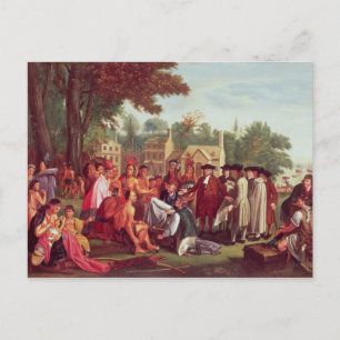 William Penns fördrag med indierna 1683 Vykort