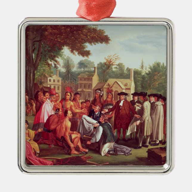 William Penns fördrag med indierna i 1683 Julgransprydnad Metall (Framsidan)