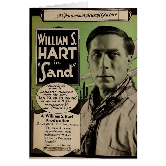 William S. Hart 1920 tyst filmförevisare ad Hälsningskort (Framsidan)