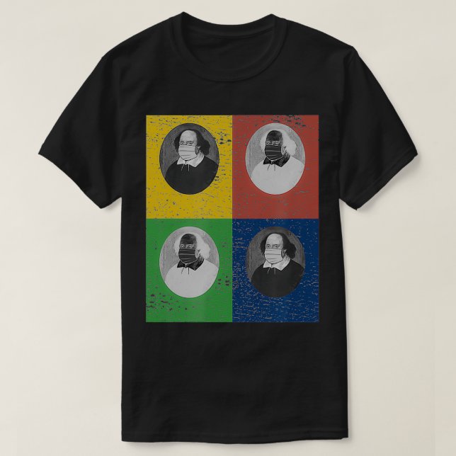 William Shakespeare Ansikte Mask Porträtt Squares T Shirt (Design framsida)