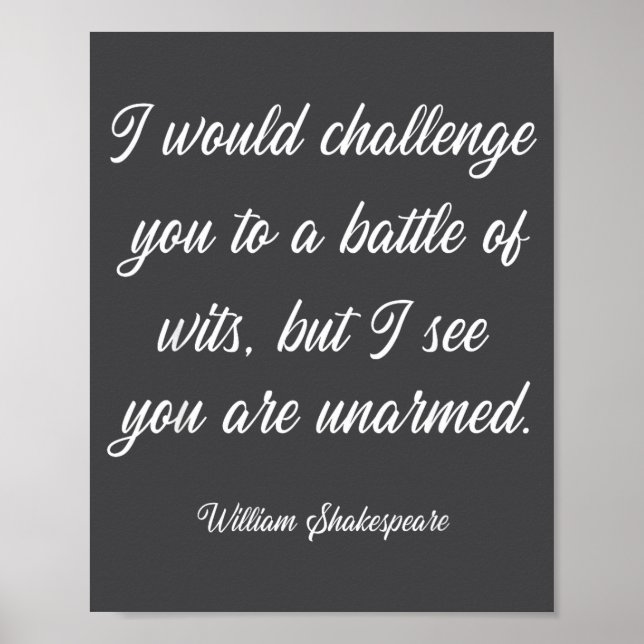 William Shakespeare Battle Of Wits English Literat Poster (Framsidan)