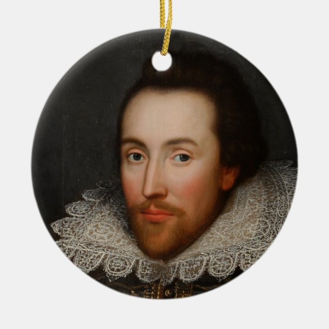 William Shakespeare Cobbe porträtt circa 1610 Julgransprydnad Keramik (Framsidan)