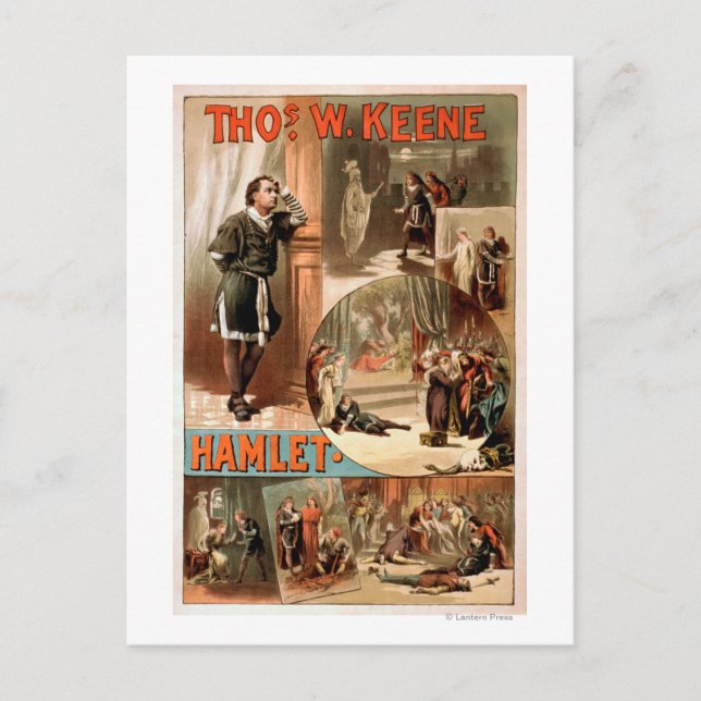 William Shakespeare "Hamlet" Theater Poster Vykort (Framsida)