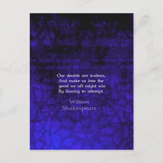 William Shakespeare Inspirational Courage Quote Vykort (Framsida)