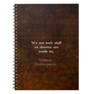 William Shakespeare inspirational Dream Quote Anteckningsbok