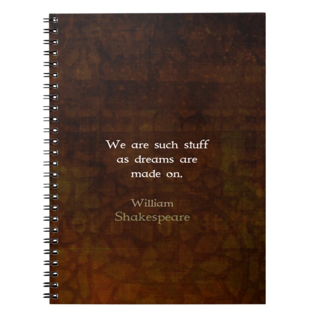 William Shakespeare inspirational Dream Quote Anteckningsbok (Framsidan)