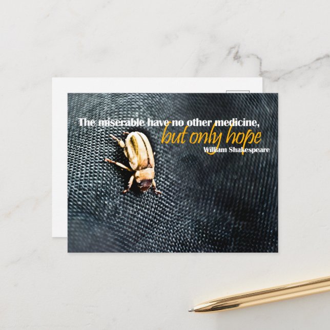 William Shakespeare Inspirational Quote "Hope" Vykort (Fram/Back In Situ)