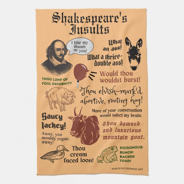 William Shakespeare Insult Quotes Funny Theater Kökshandduk (Vertikal)