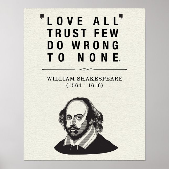 William Shakespeare Kärlek All Quote Poster (Framsidan)