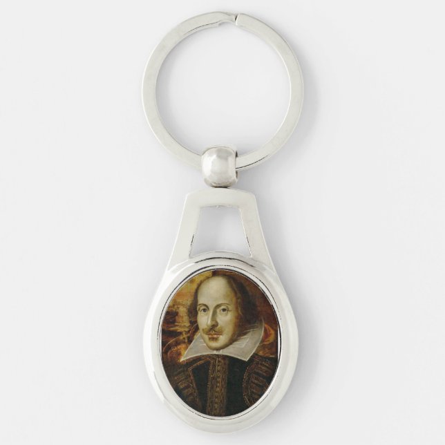 William Shakespeare Keychain Ovalt Silverfärgad Nyckelring (Framsidan)