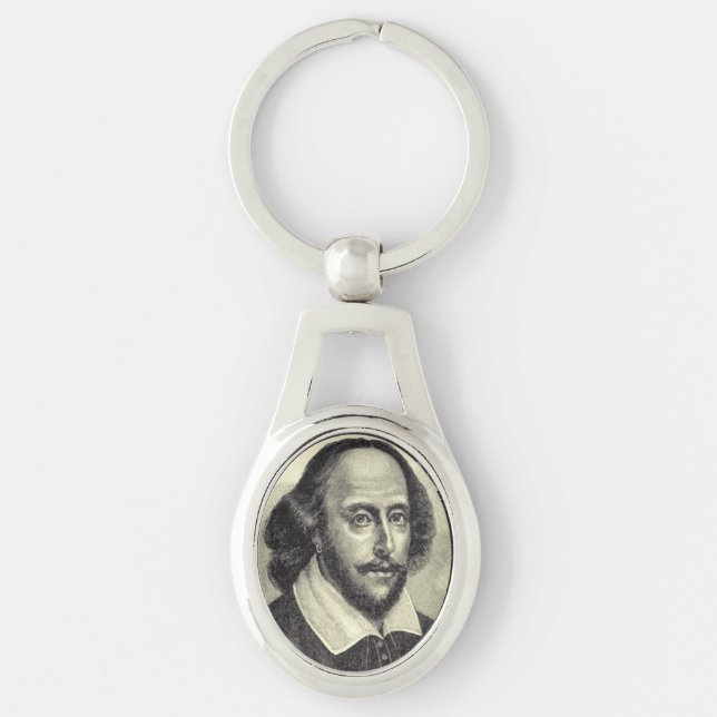 William Shakespeare Keychain Ovalt Silverfärgad Nyckelring (Framsidan)