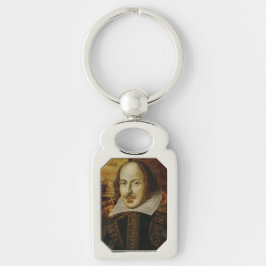 William Shakespeare Keychain Rektangulärt Silverfärgad Nyckelring