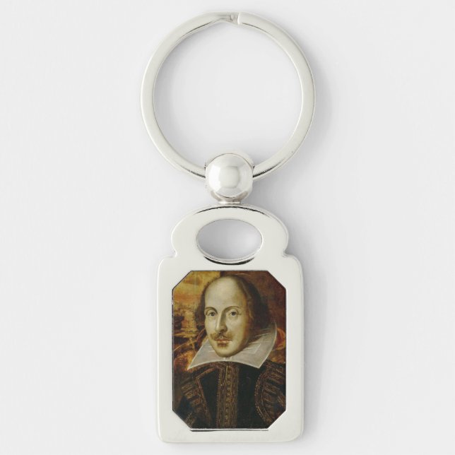 William Shakespeare Keychain Rektangulärt Silverfärgad Nyckelring (Framsidan)