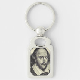 William Shakespeare Keychain Rektangulärt Silverfärgad Nyckelring
