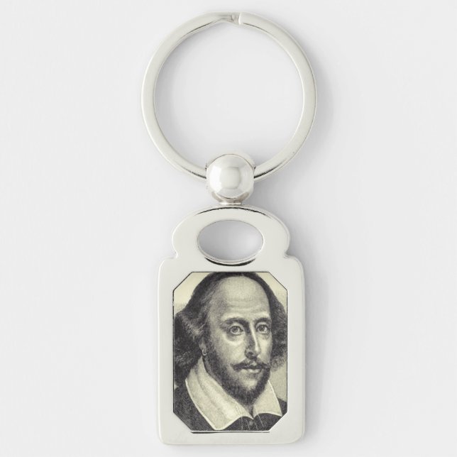 William Shakespeare Keychain Rektangulärt Silverfärgad Nyckelring (Framsidan)