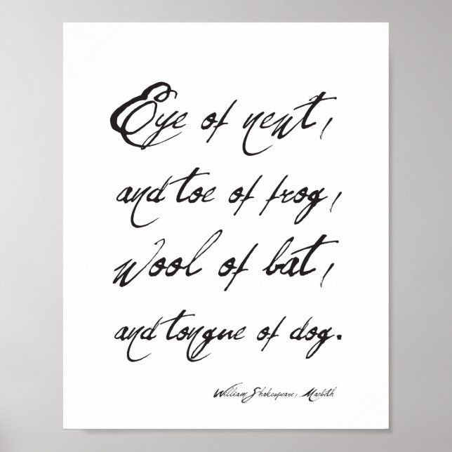 William Shakespeare Macbeth Spooky Quote Halloween Poster (Framsidan)