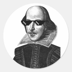 William Shakespeare med solglasögon Runt Klistermärke